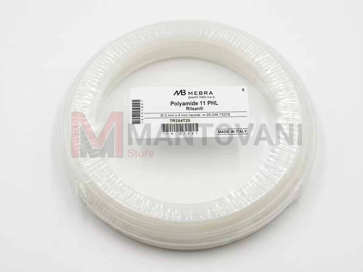 Tubo per aria compressa in Rilsan PA11 Neutro &Oslash; 4 X 2 mm 25 MT 