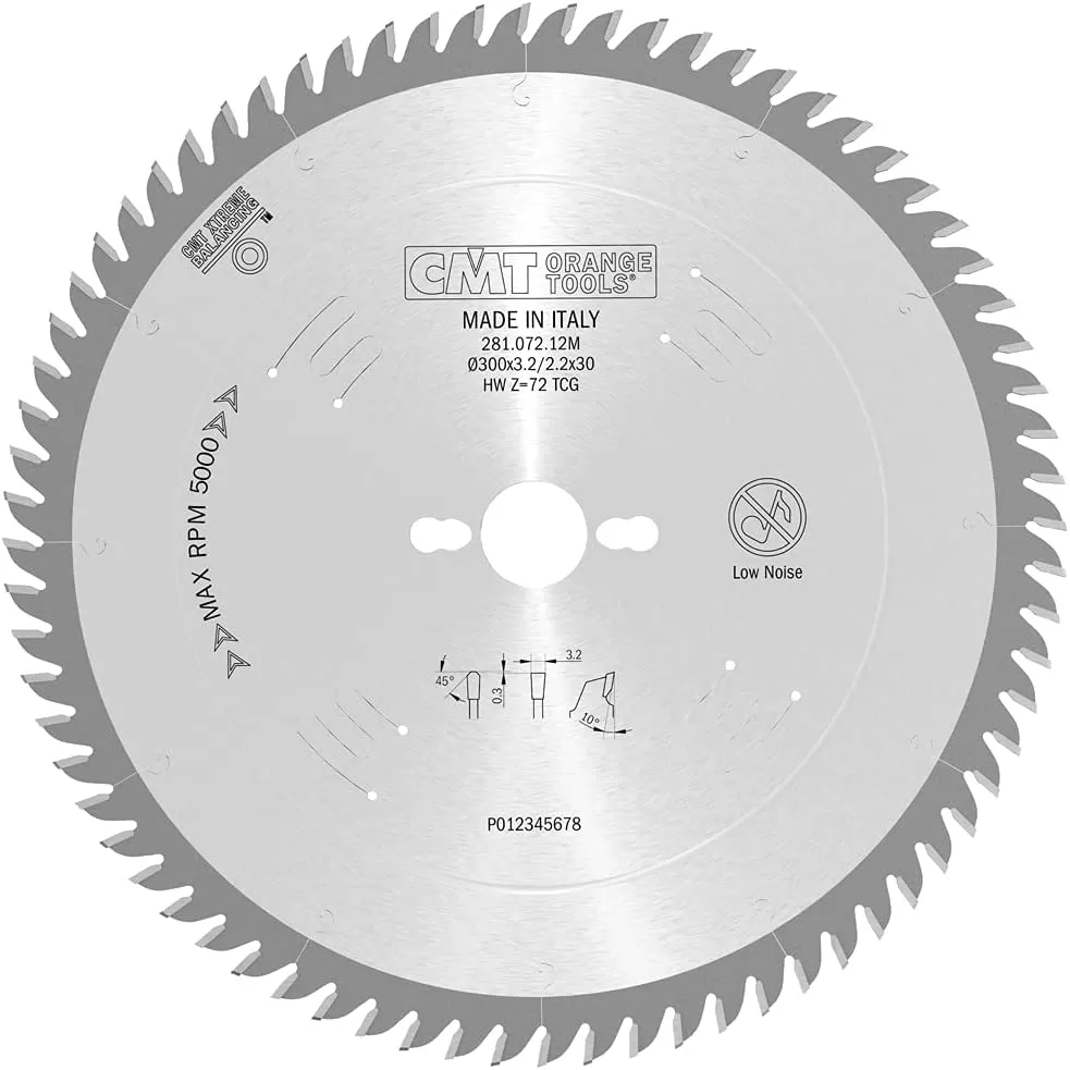 Lama A Dente Trapezoidale Positivo Per Laminati E Truciolari 300 X 3,2 / 2,2 X 30 Z.72 Cmt 281.072.12m