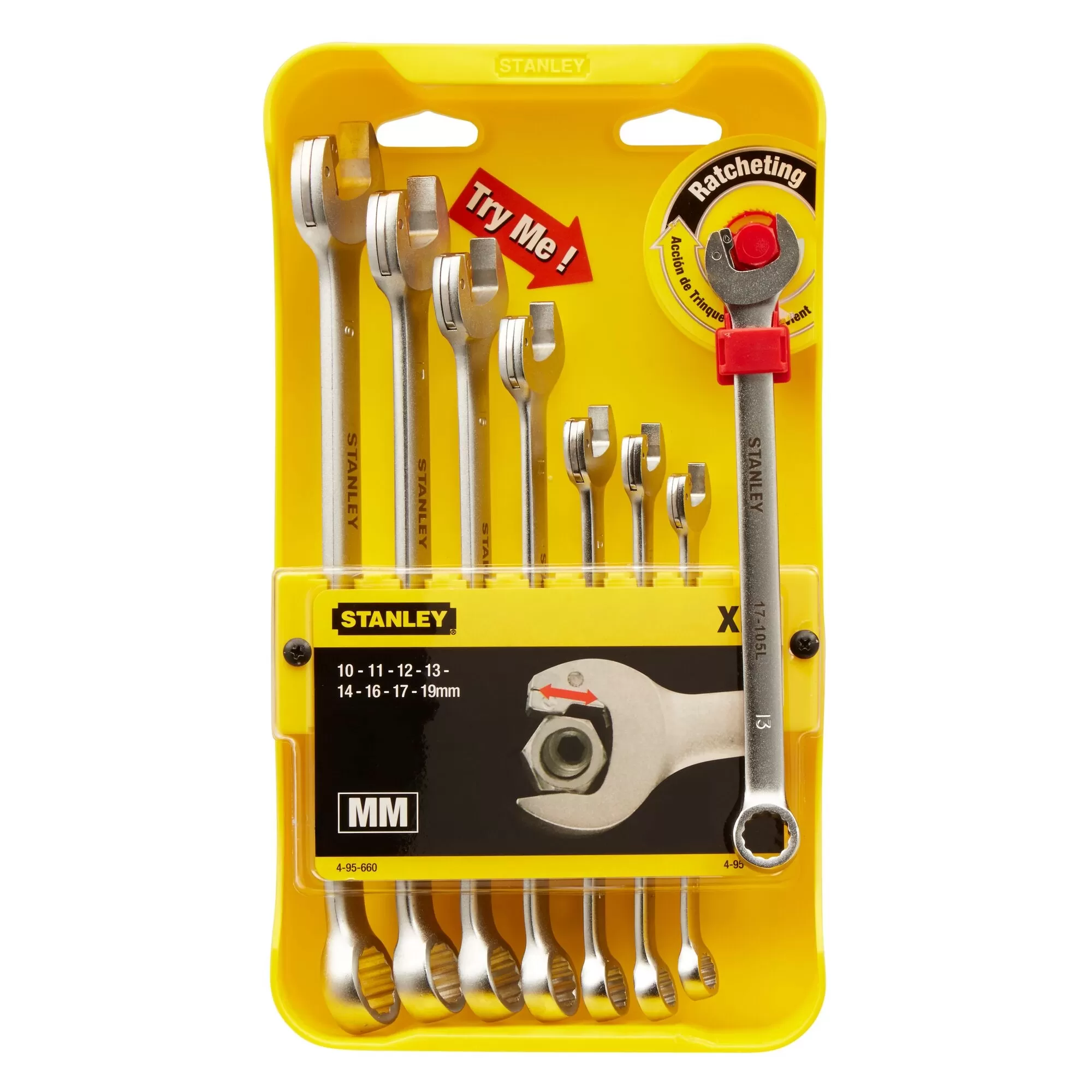Set Di 8 Chiavi Combinate A Cricchetto Stanley 4-95-660