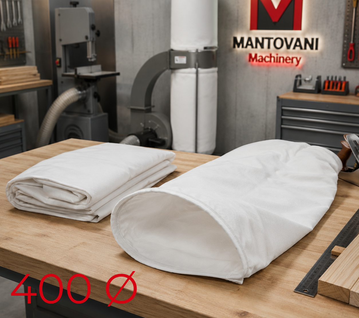 Set di 2 Sacchi Filtranti in Tela per Aspiratrucioli &oslash; 400 X 1100 Mm (2 pz)