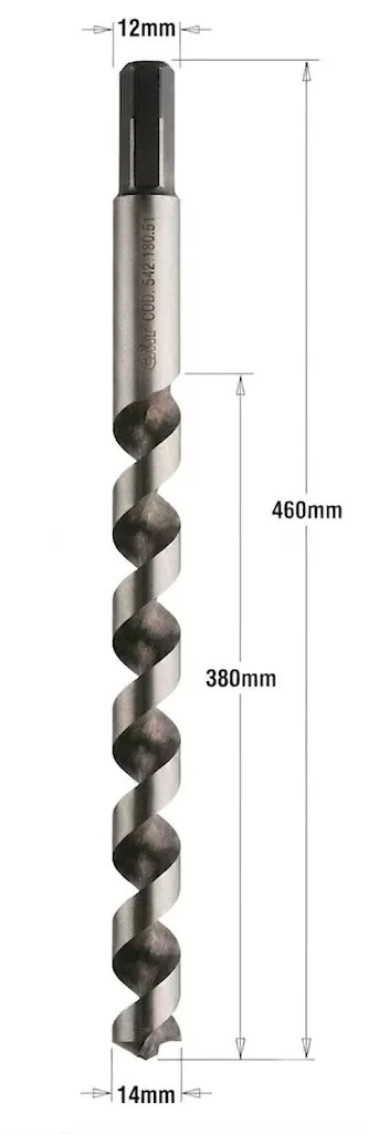 Punta Elicoidale, Punta Extra Lunga in Acciaio HSS per Alluminio e PVC Monotagliente Z1 D=14x380x460 DX