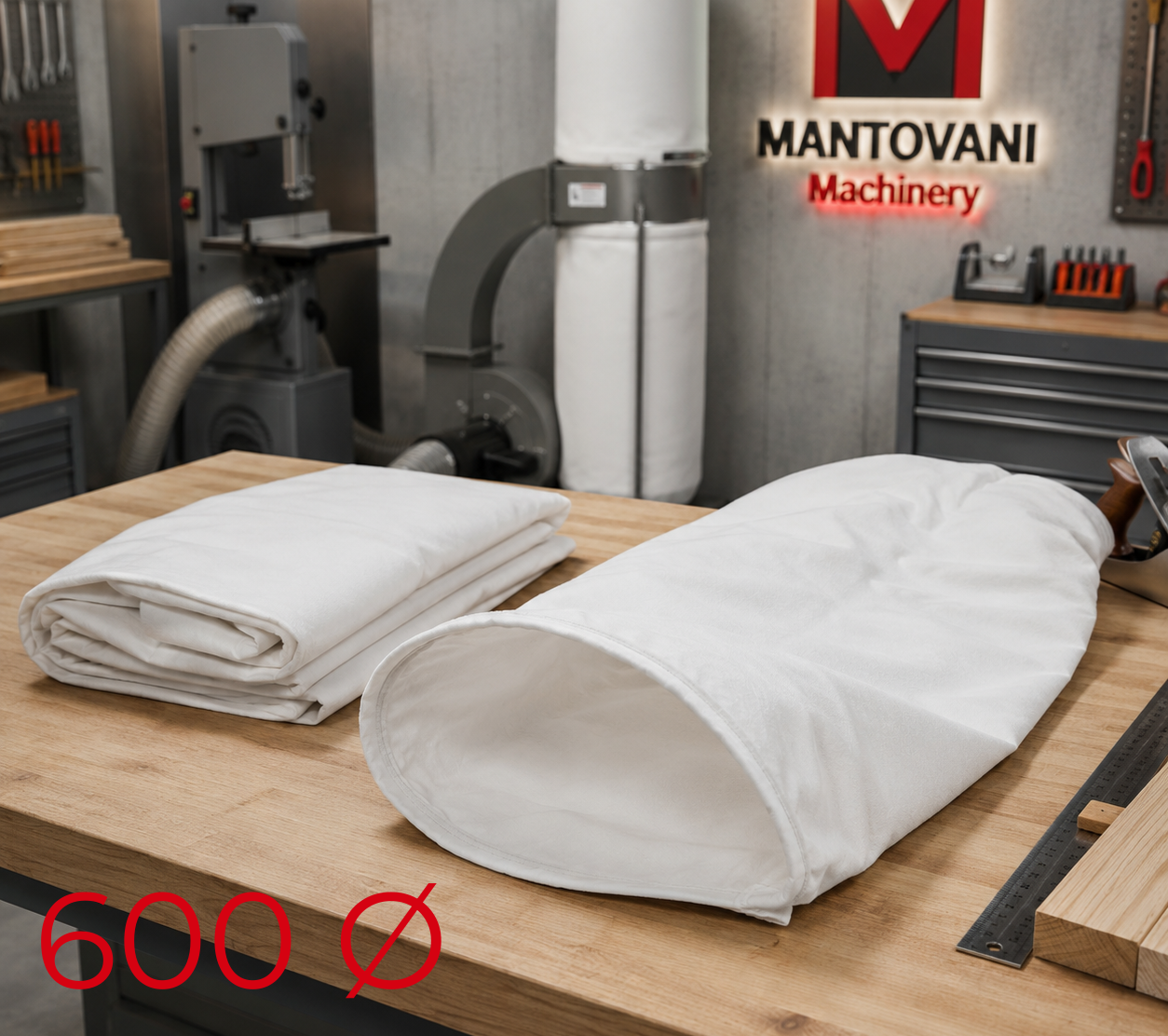 Set di 2 Sacchi Filtranti in Tela per Aspiratrucioli &oslash; 600 X 1500 Mm (2 pz)