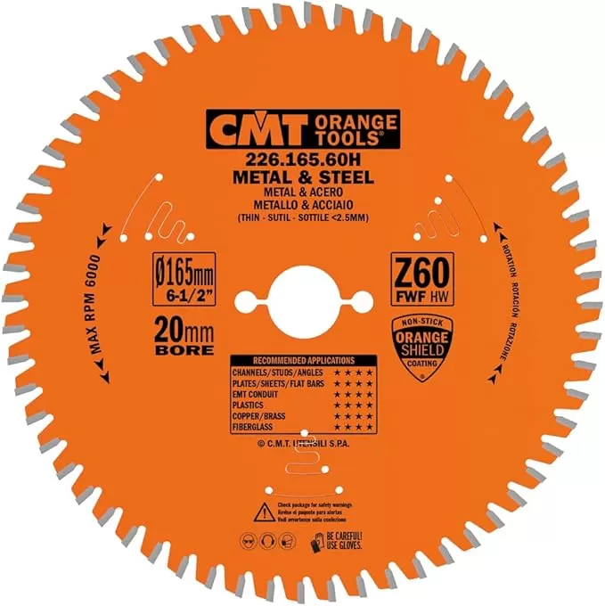 Lama Circolare per materiali Ferrosi-PVC HW 165 x 1.6 / 1.2 x 20 Z60 FWF