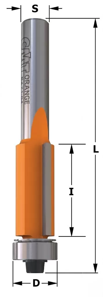 Fresa per Rifilare Diritta HW con Cuscinetto D = 12,7 x 38,1mm, Attacco 12mm CMT &ndash; Cod. 906.629.11