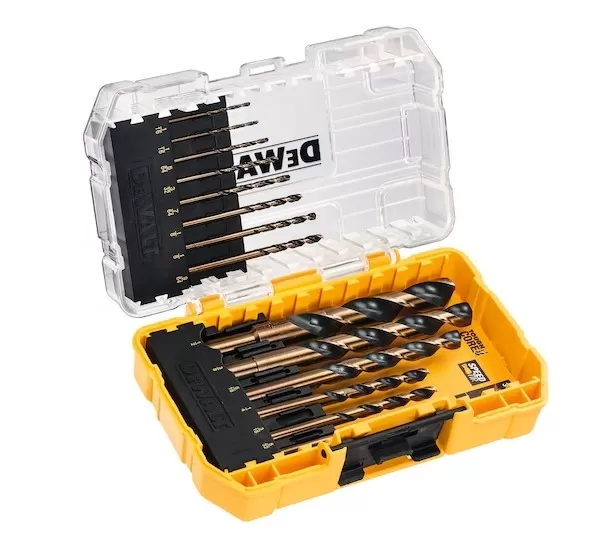 Set Di 14 Punte Nere E Dorate Da Trapano In Matello Hss-g