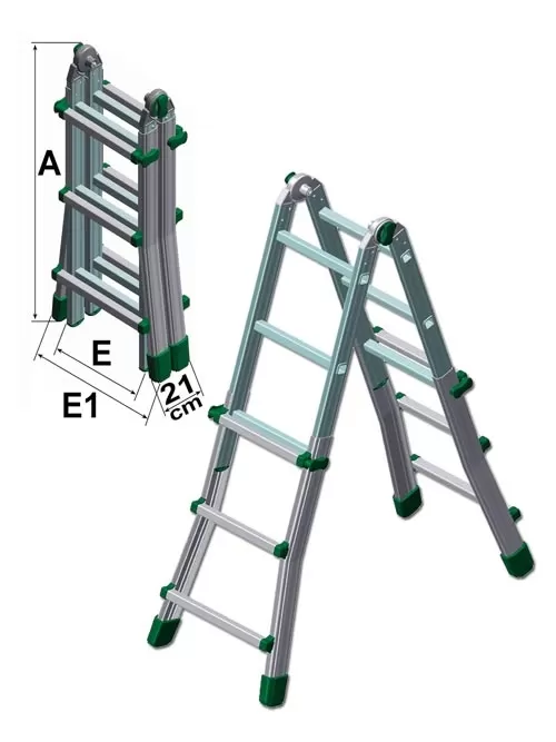 Scala Telescopica In Alluminio 2 X 9 Gradini 4,90 Mt Facal Euro Briko Bk3
