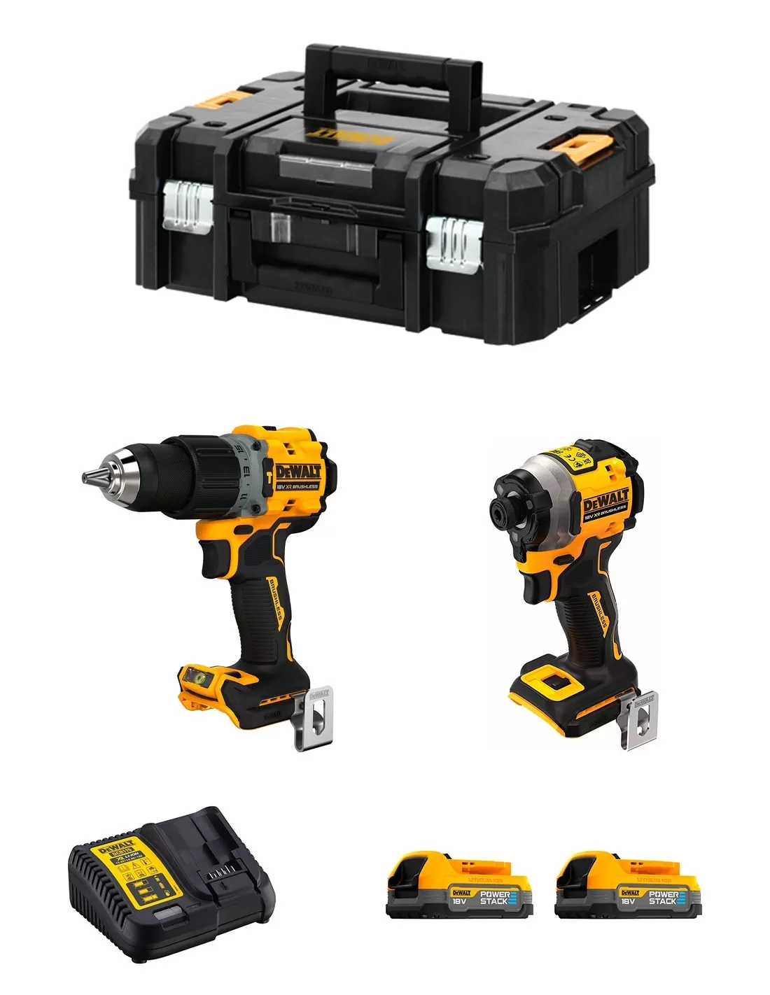 Kit Dewalt Completo Di Trapano Avvitatore Dcd805 E Avvitatore A Massa Battente Dcf850