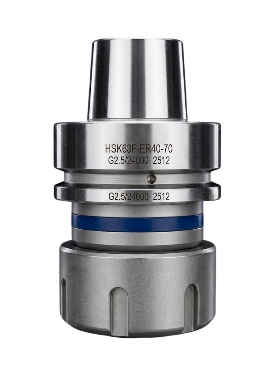 Mandrino Portapinze HSK - 63F  per pinze ER40 con ghiera di bloccaggio senza cuscinetto