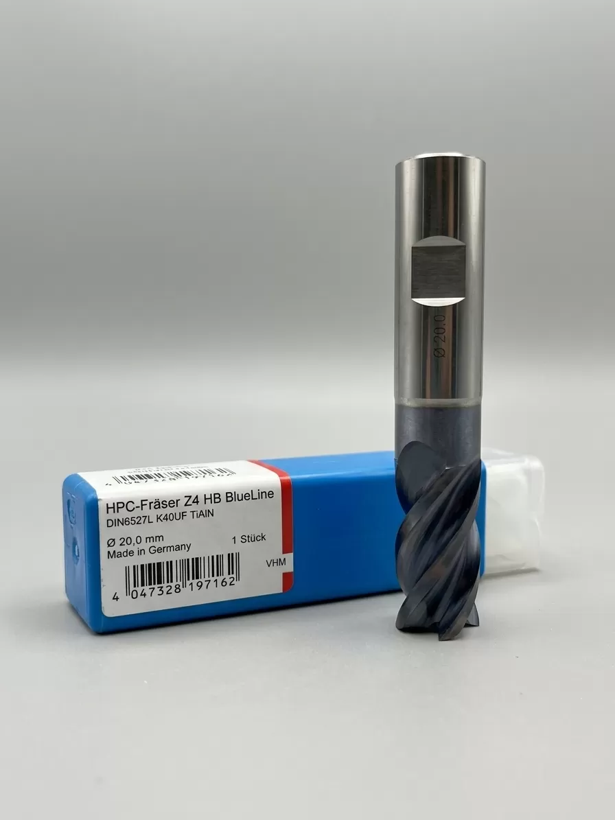 Fresa Cilindrica HPC VHM &Oslash; 20 mm Z4 TiAlN - DIN 6527 L Elica 38&deg;