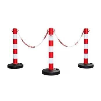 Set di 3 basi con colonna H 90 cm + catena banca/rossa 25 m