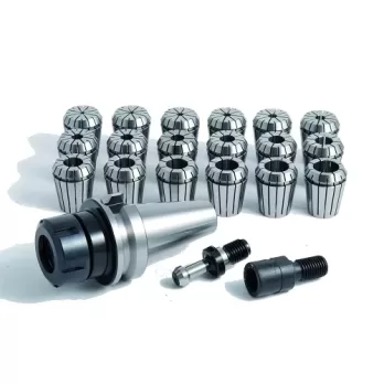 Set Mandrino Portapinze Con 18 Pinze Iso40 / Er32 - M16 / Bt40