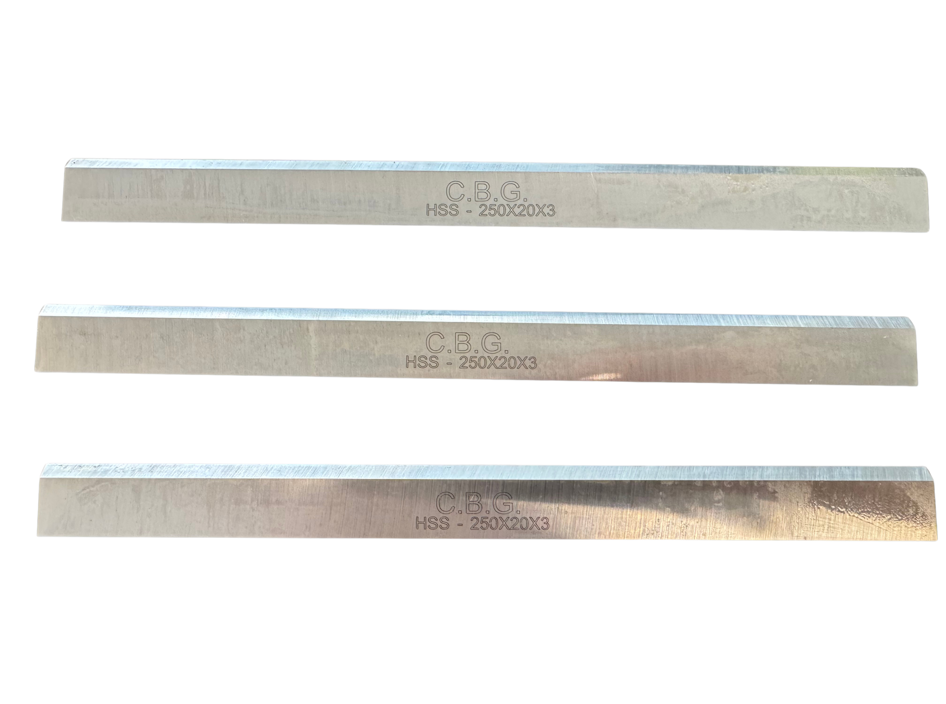 Set Di 3 Coltelli Pialla 250 X 20 X 3 Hss 18% C.b.g