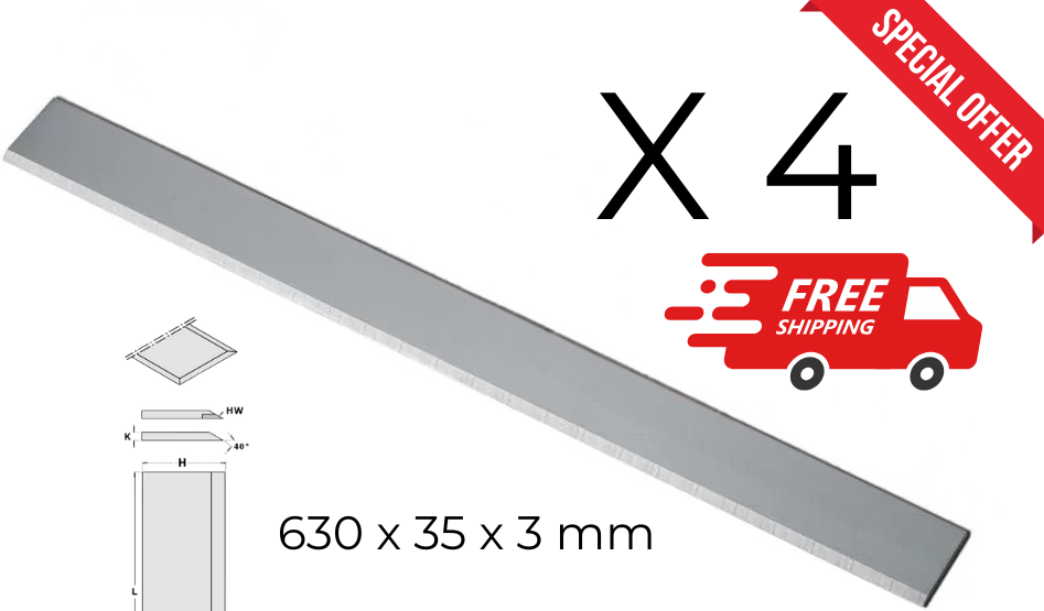 Set Di 4 Coltelli Per Pialla Per Testa Portacoltelli 630 X 35 X 3 792.630.35